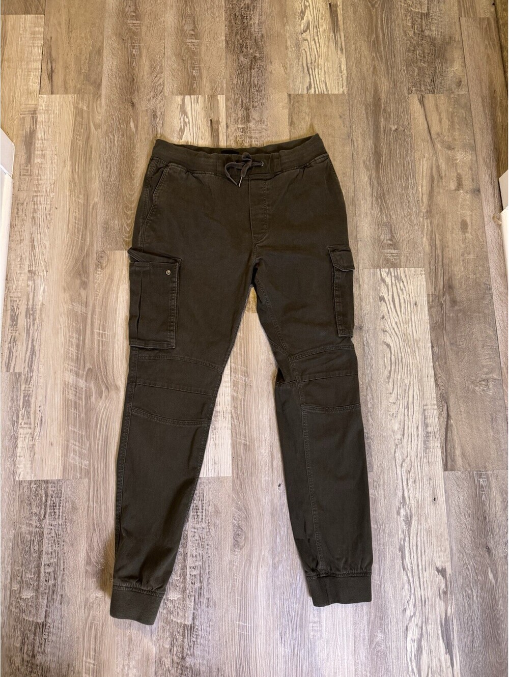 H&M Men’s Cargo Pants Size M Brown Skinny Fit Drawstring Casual Trousers